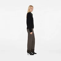 Check Label Wool Cardigan in Black - Women | Burberry® Official