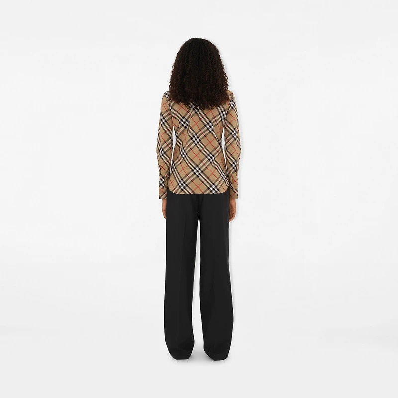 Slim Fit Check Cotton Shirt in Sand - Women | Burberry® Official