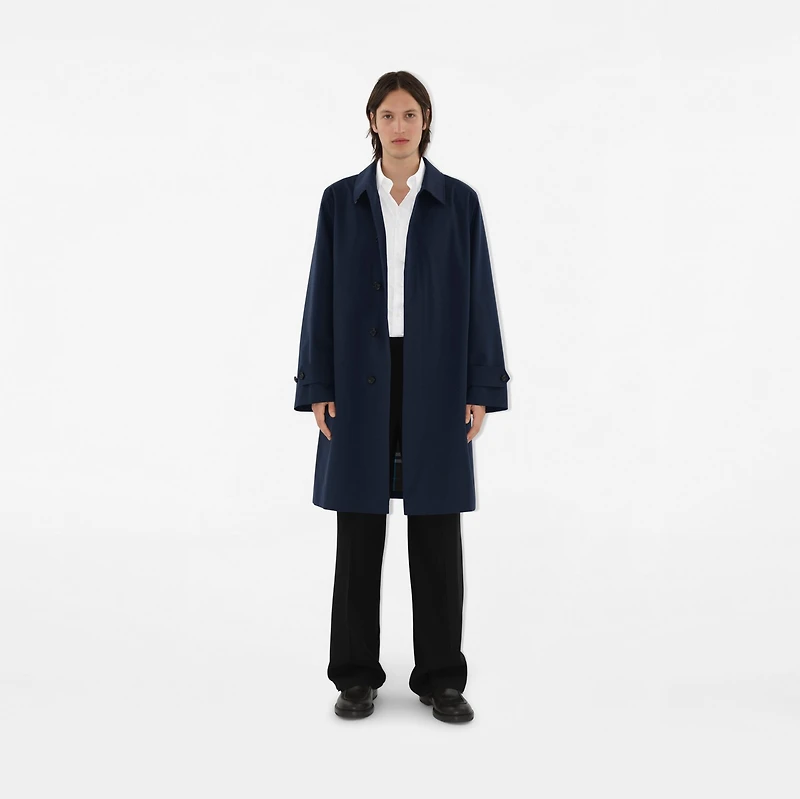 Long Gabardine Car Coat in Storm blue - Men, Cotton | Burberry® Official