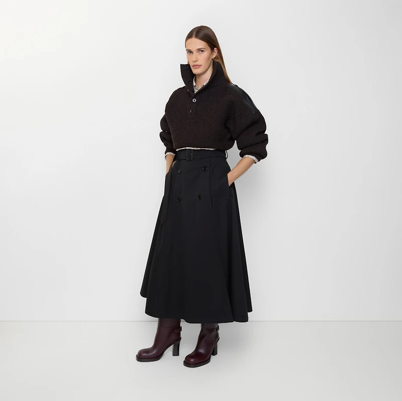 Gabardine Trench Midi Skirt in Black - Women | Burberry® Official