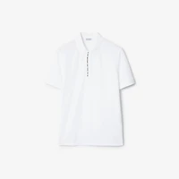 Check Trim Cotton Polo Shirt in White - Men | Burberry® Official