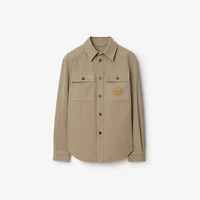 B Crest Cotton Overshirt in Quill - Men | Burberry® Official