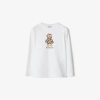 Puffer Bear Cotton Top in White | Burberry® Official