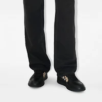 Leather and Check Terrace Sneakers​ in Black/sand - Men | Burberry® Official