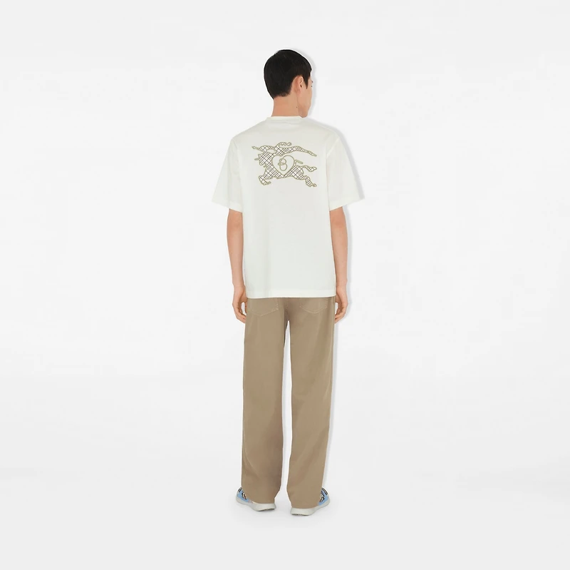 Check EKD Cotton T-shirt in Chalk white - Men | Burberry® Official