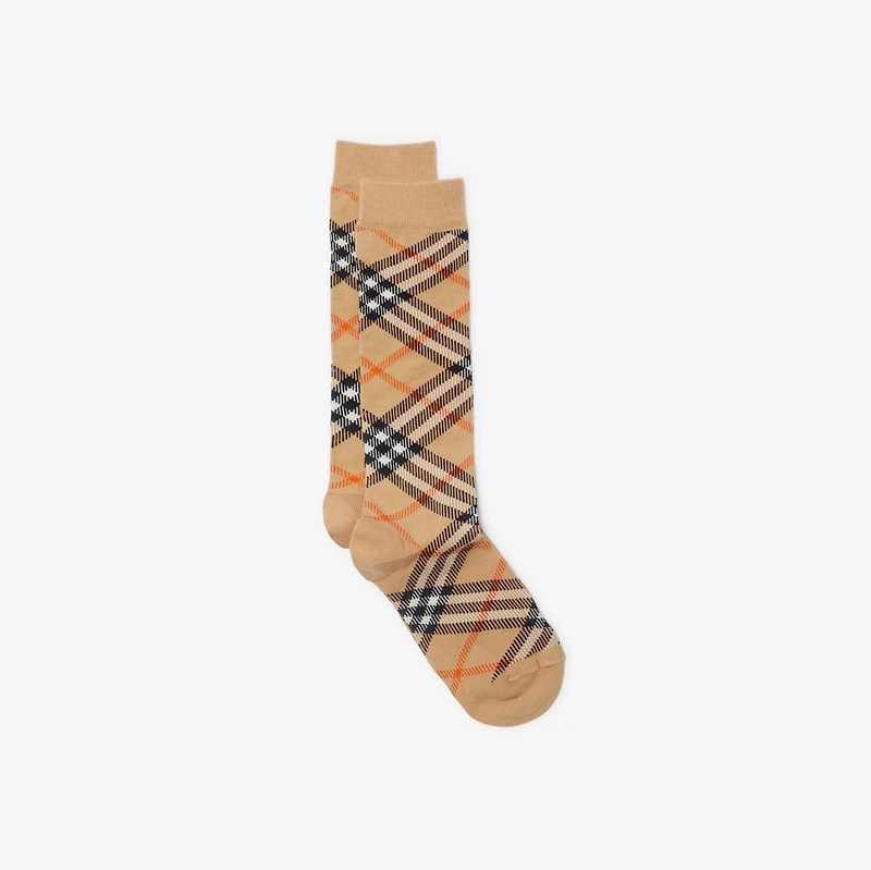 Check Cotton Blend Socks in Sand - Children | Burberry® Official