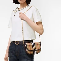 Mini Highlands Chain Crossbody Bag in Sand beige - Women, Cotton, Linen | Burberry® Official