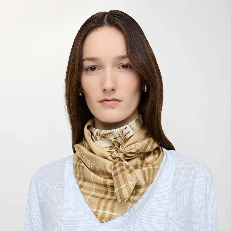 Archive Knight Silk Scarf in Finch beige | Burberry® Official