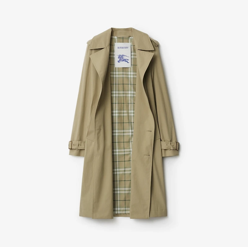 Long Gabardine Trench Coat in Skylark - Women, Cotton | Burberry® Official