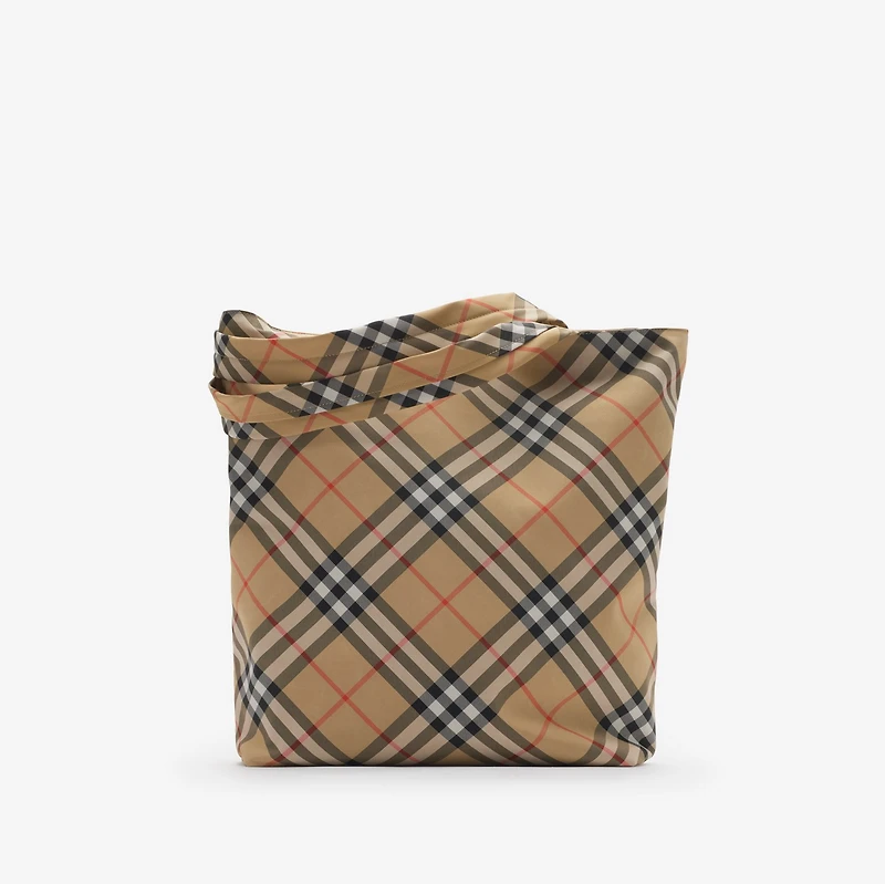 Check Tote in Sand - Men, Nylon | Burberry® Official