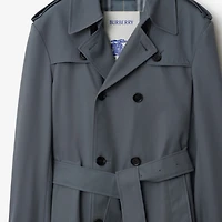 Short Gabardine Trench Coat in Magnet - Men | Burberry® Official