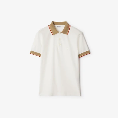 Logo Collar Cotton Polo Shirt in Chalk white - Men | Burberry® Official