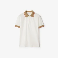 Logo Collar Cotton Polo Shirt in Chalk white - Men | Burberry® Official