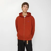 Gothic Logo Cotton Zip Hoodie in Fire orange - Men | Burberry® Official