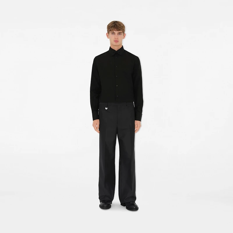 Slim Fit Cotton Silk Tuxedo Shirt in Black - Men | Burberry® Official