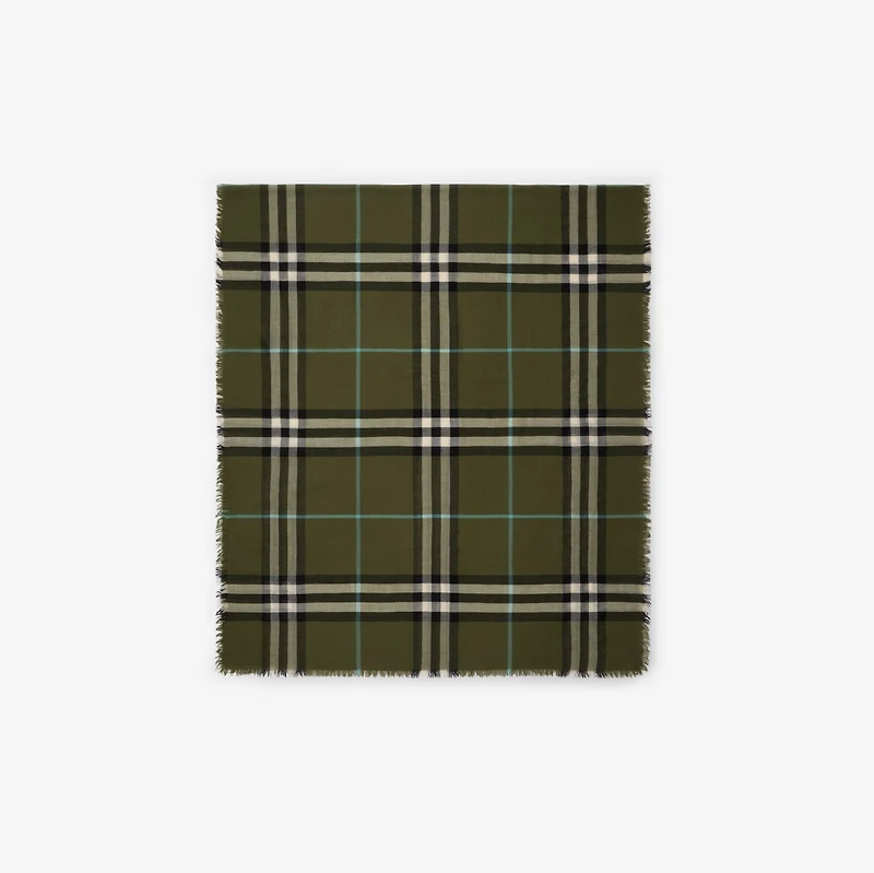 Wide Check Wool Scarf in Pea | Burberry® Official