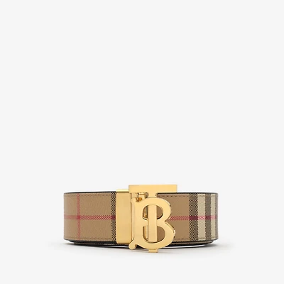 Reversible Check TB Belt in Archive beige/gold - Men, Technical, Cotton | Burberry® Official
