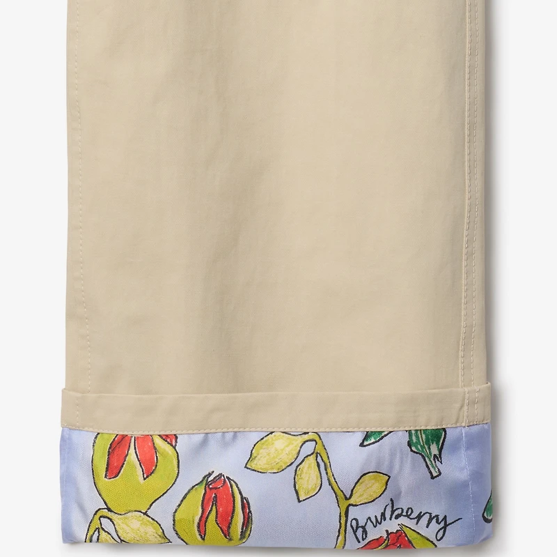 Highgrove Turn-up Cotton Trousers in Nutmeg - Women | Burberry® Official