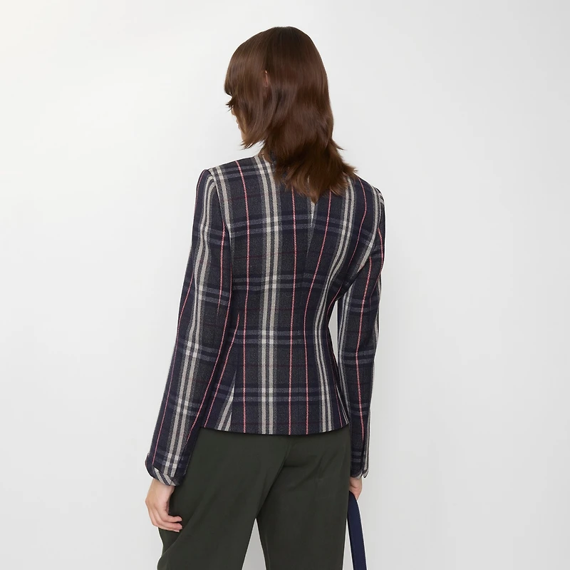 Check Wool Tailored Jacket in Donkey brown/field green - Women | Burberry® Official