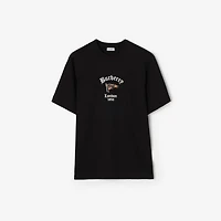 Check Flag Cotton T-shirt in Black - Men | Burberry® Official