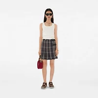 Check Wool Mini Kilt in Fig/black amethyst - Women | Burberry® Official