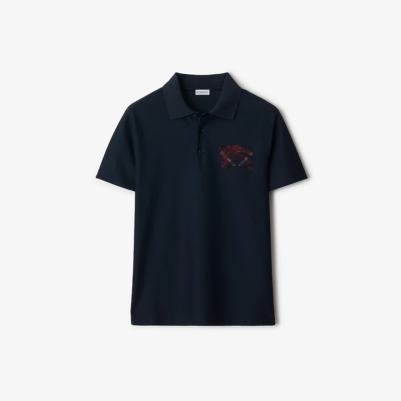 EKD Check Cotton Polo Shirt in Navy - Men | Burberry® Official