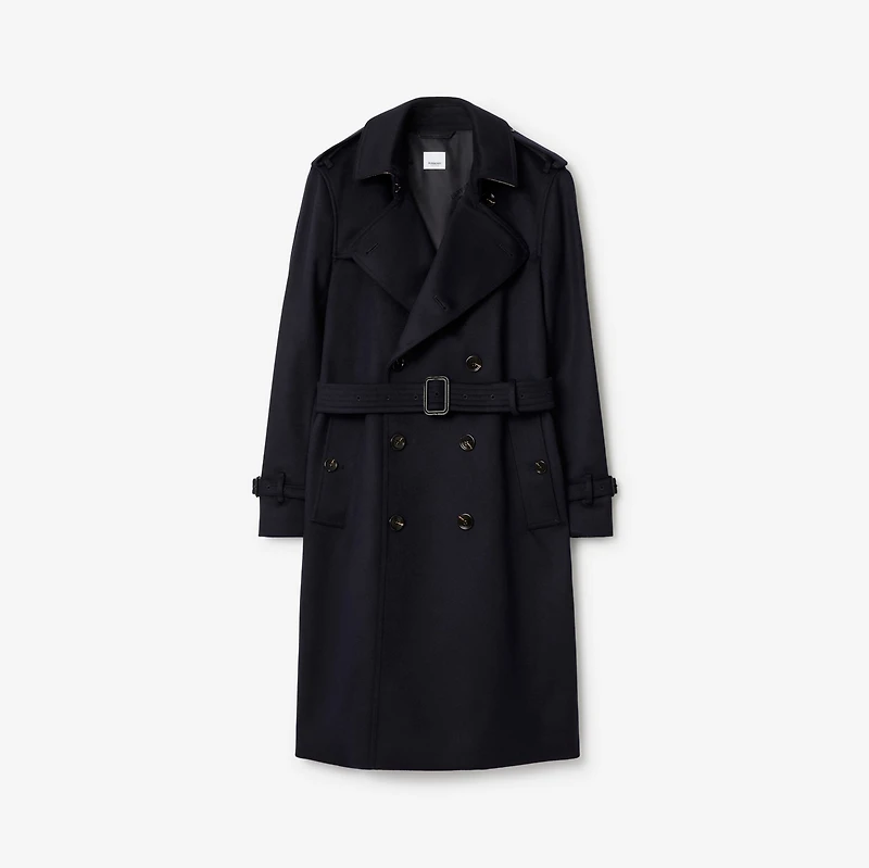 Long Wool Cashmere Trench Coat in Dark charcoal blue - Men | Burberry® Official