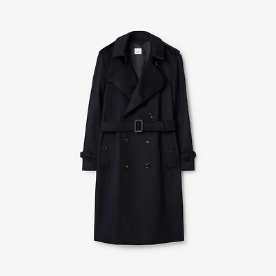 Long Wool Cashmere Trench Coat in Dark charcoal blue - Men | Burberry® Official