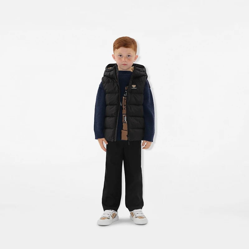 Nylon Hooded Puffer Gilet in Black | Burberry® Official
