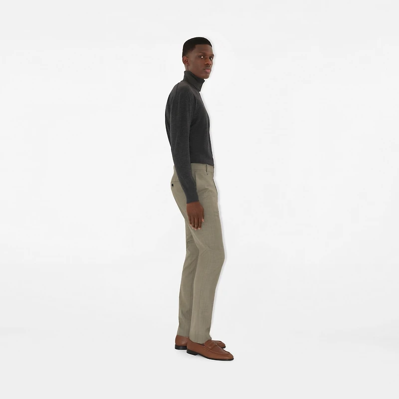 Wool Tailored Trousers in Olive drab green - Men | Burberry® Official