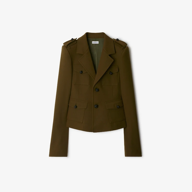 Nylon Wool Blend Tailored Jacket in Furrow - Women | Burberry® Official