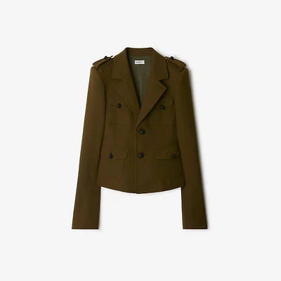 Nylon Wool Blend Tailored Jacket in Furrow - Women | Burberry® Official