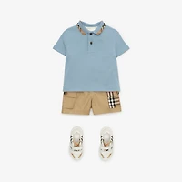 Check Collar Cotton Polo Shirt in Misty blue | Burberry® Official