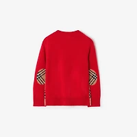 Check Patch Wool Cashmere Sweater in Pillar red | Burberry® Official