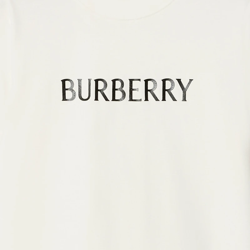 Logo Cotton T-shirt in Chalk white - Women | Burberry® Official