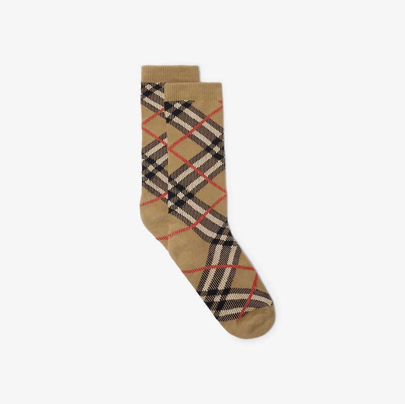 Check Cotton Blend Socks in Sand beige | Burberry® Official