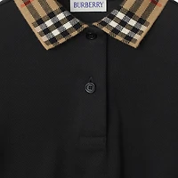 Check Collar Cotton Polo Shirt Dress in Black | Burberry® Official