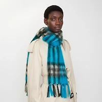 Check Mohair Wool Scarf in Hyacinth | Burberry® Official