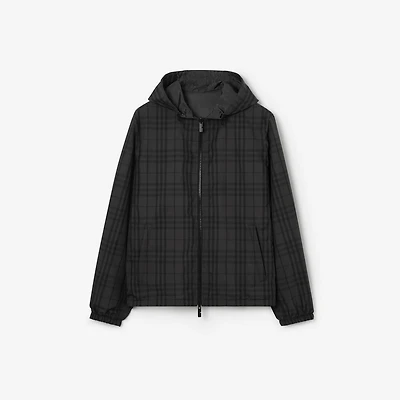 Reversible Check Hooded Jacket in Iron grey - Men, Nylon | Burberry® Official