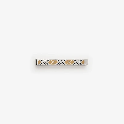 Enamel Check Tie Bar in Silver - Men | Burberry® Official