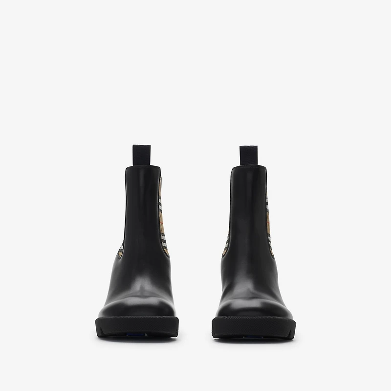 Leather Stride Chelsea Boots in Black/sand - Women | Burberry® Official