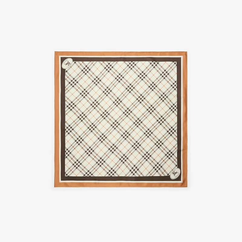 Check Knight Stamp Silk Scarf in Pebble white | Burberry® Official