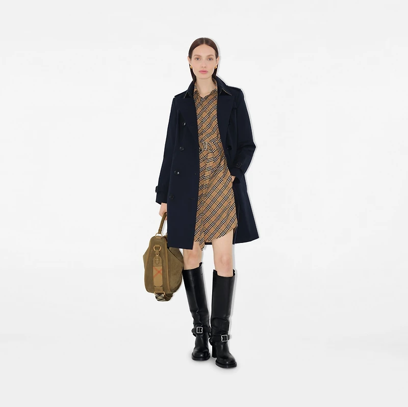 Mid-length Chelsea Heritage Trench Coat in Coal blue - Women, Cotton Gabardine | Burberry® Official