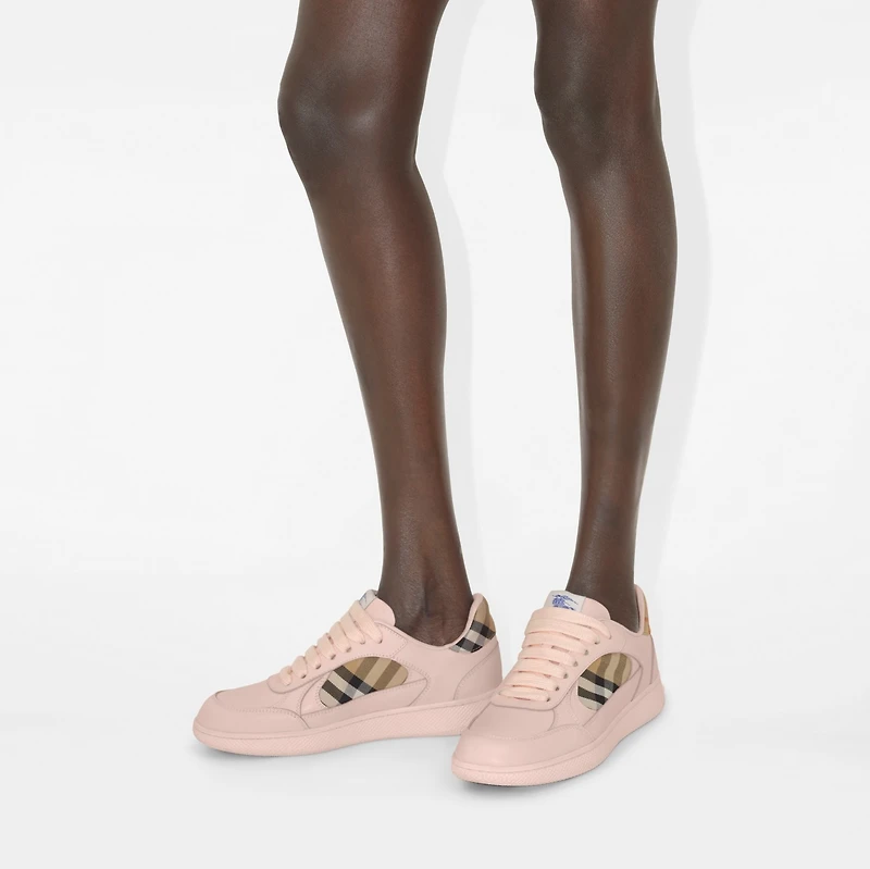 Leather and Check Terrace Sneakers​ in Flora/sand - Women | Burberry® Official