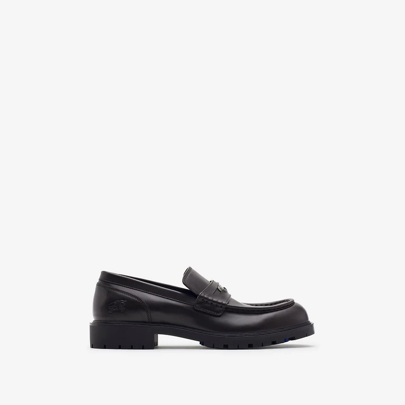 Leather Rogue Loafers in Log - Men | Burberry® Official
