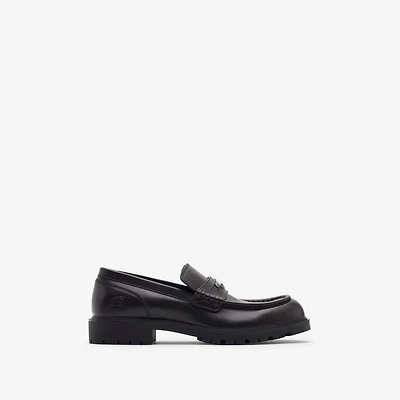 Leather Rogue Loafers in Log - Men | Burberry® Official