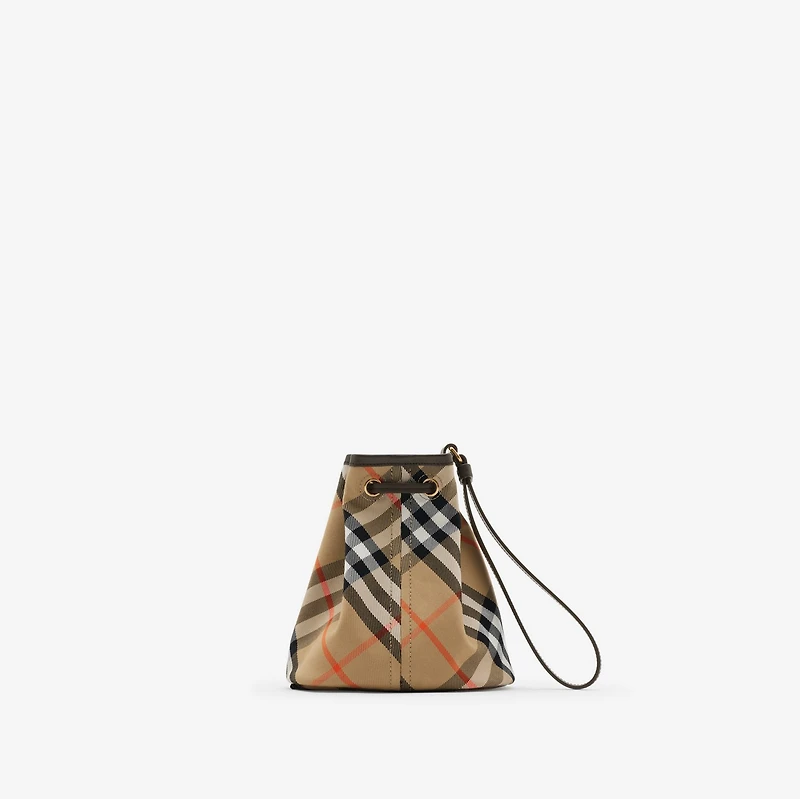 Check Drawstring Pouch in Sand - Women | Burberry® Official