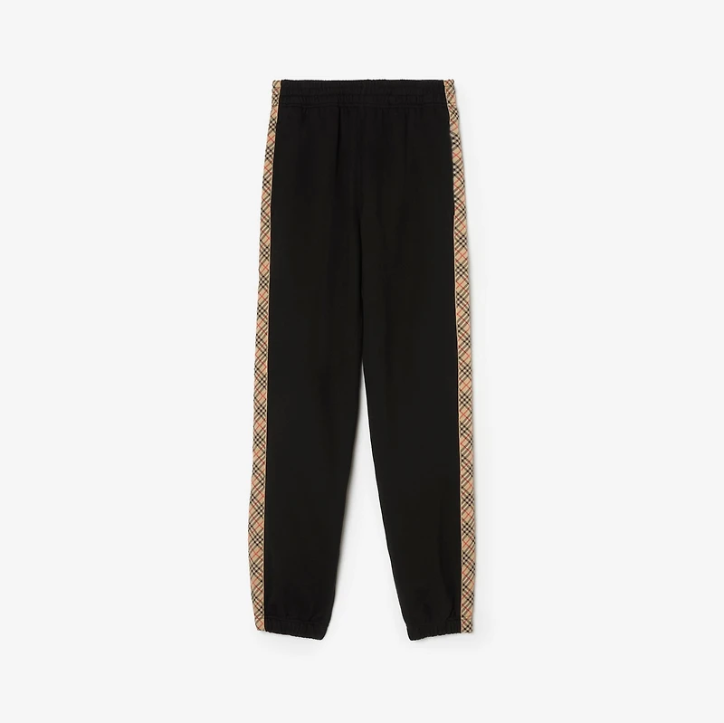 Check Trim Cotton Jogging Pants in Black - Men | Burberry® Official
