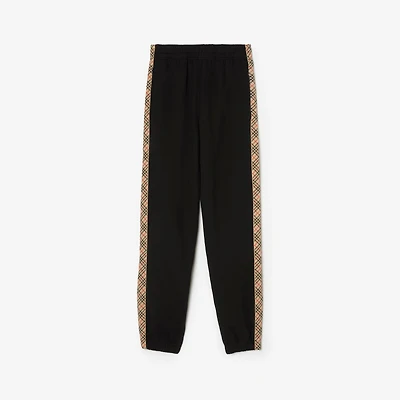 Check Trim Cotton Jogging Pants in Black - Men | Burberry® Official