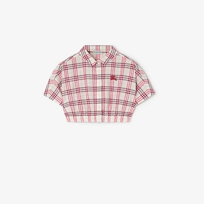 Check Cotton Shirt in Aubergine purple | Burberry® Official